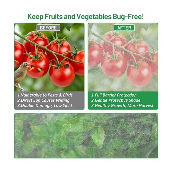 180*45*40cm(L*W*H) 2 Pack Garden Netting for Raised Beds, Ultra Fine Mesh Bird Netting Raised Garden Bed Cover, Plant Covers Pest Barrier Screen with Drawstring for Vegetables Fruits Flowers Protection - White
