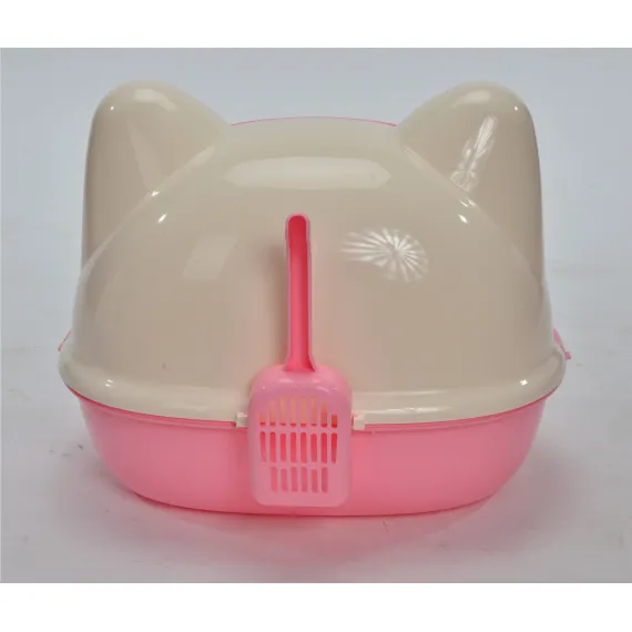 YES4PETS Large Hooded Cat Toilet Litter Box Tray House With Scoop Pink