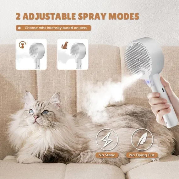 Cat Steam Brush, 4 In 1 Cat Steam Brush Self-Cleaning Cat Brush, Cat Brush With Water Tank Pet Grooming Brush For