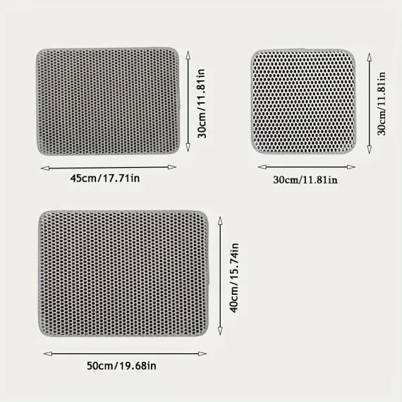 Cat Litter Mat Double Layer Waterproof Urine Proof Trapping Mat  Small Cat Litter Box Mat (Gray, 30x30 Inch of 1)