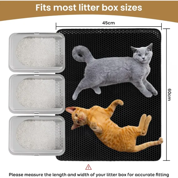 Cat Litter Mat Trapper – 60x45cm Double-Layer Honeycomb Design, Waterproof & Urine-Proof, Traps Litter to Keep Floors Clean