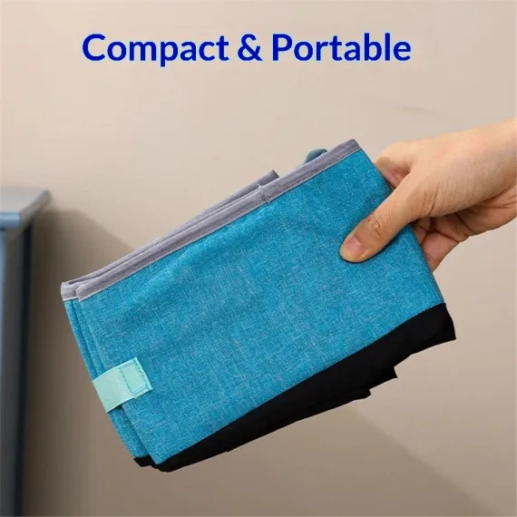 Travel Cat Litter Box, Leak-Proof Portable Litter Box, Collapsible Toilet Tray Carrier for Small Medium Cats (M Blue)