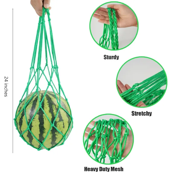 10Pack Melon Hammock Watermelon Nets with 20 Cable Zip Ties, Heavy Duty Watermelon Honeydew Net for Garden Trellis Vertical Garden Growing