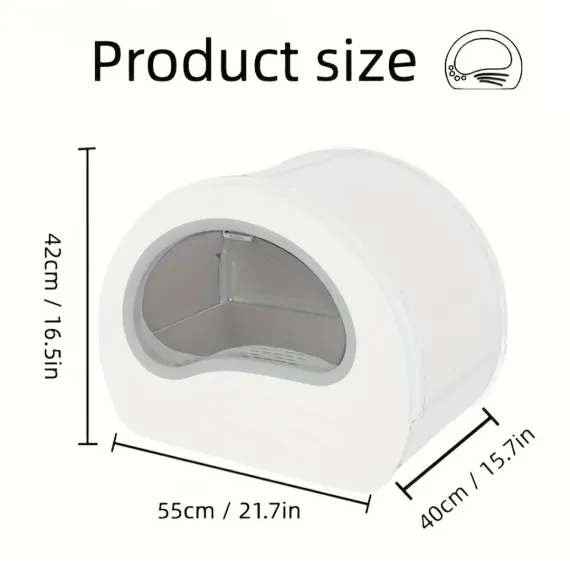 Large Fully Enclosed Cat Litter Box Pet Toilet Odour Control Easy Clean Tray - White