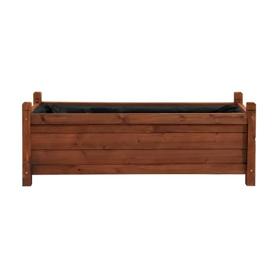 Green Fingers Garden Bed Wooden Planter Box Raised Container Growing 90x30x33cm Brown