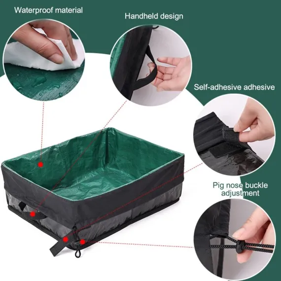 Travel Litter Box, Foldable Cat Litter Tray Anti Leakage Cat Litter Collection with Handle for Small Medium Cat Rabbit