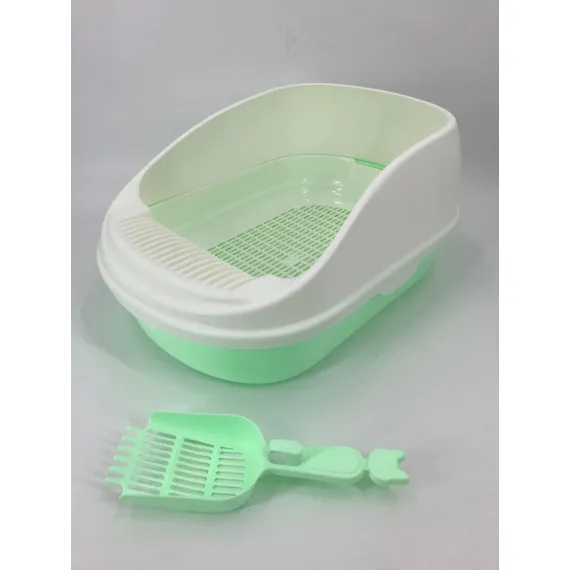 YES4PETS Large Portable Cat Toilet Litter Box Tray with Scoop and Grid Tray Green