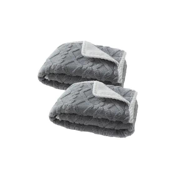 2pcs Pet Blanket for Couch Protection Water Resistance Cats Dogs Blanket for Furniture Protector-Grey S
