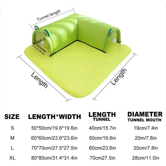 Washable Cat Tunnel Nest Corner Passage Cat House Easy Clean Pet Furniture - Green-L