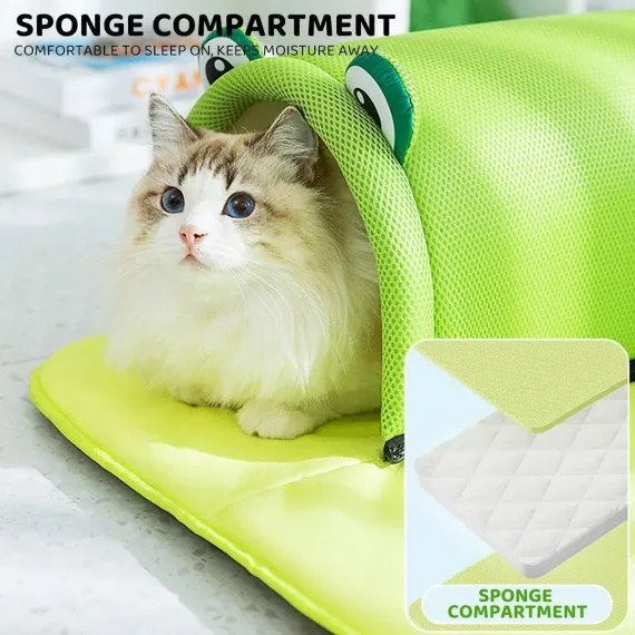 Washable Cat Tunnel Nest Corner Passage Cat House Easy Clean Pet Furniture - Green-L