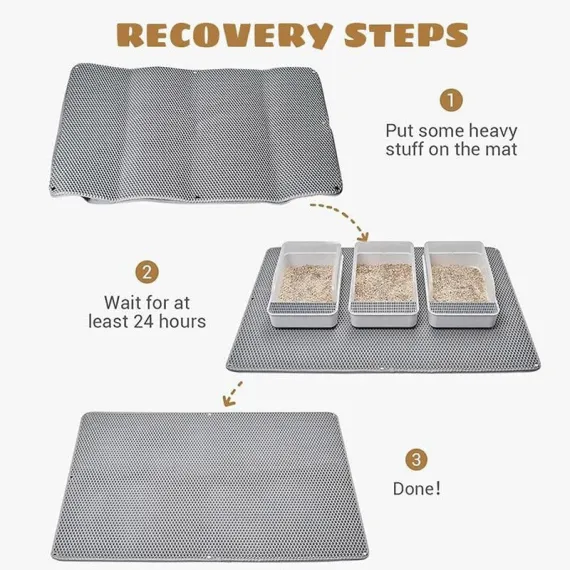 Large Double Layer Litter Mat Waterproof Non Slip Cat Trapping Pad Easy to Clean - 90x60cm