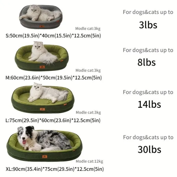Pet Bed Dog Bed Cat Bed All-Season Washable Dog Bed Small Dog Bed Medium Dog - Green - Size L75-60-12