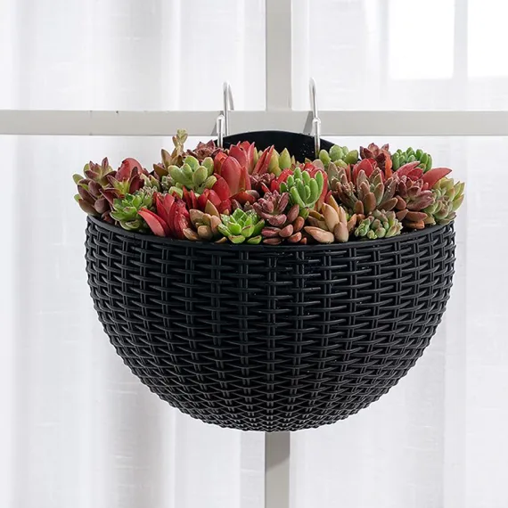 Exquisite Wall Flower Pot, Plastic Hanging Planter for Outdoor Garden Balcony, Home Decor Bucket Planter S