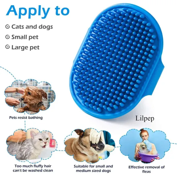 Pet Hair Remover - 2 Pieces - Cat Comb - Pet Hair Remover - Pet Grooming Gloves - Pet Silent Hair Removal Gloves - Dog Brush - Cat Brush - Reusable - For Small, Medium and Large Pets - Blue+Pink