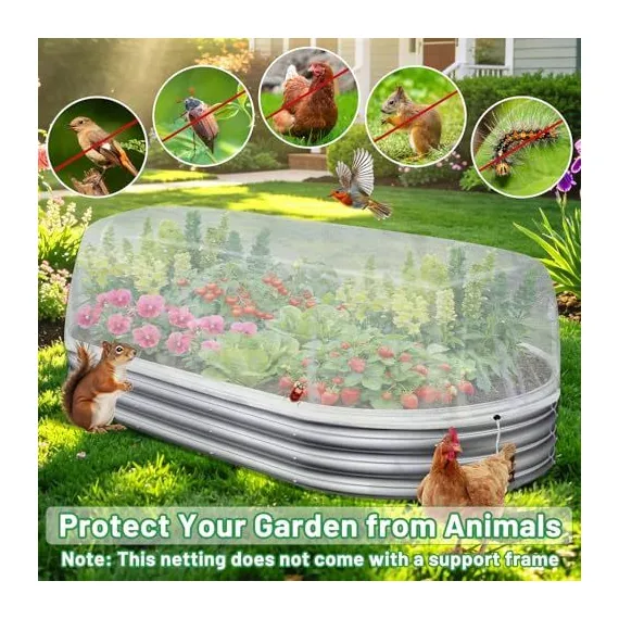 180*45*40cm(L*W*H) 2 Pack Garden Netting for Raised Beds, Ultra Fine Mesh Bird Netting Raised Garden Bed Cover, Plant Covers Pest Barrier Screen with Drawstring for Vegetables Fruits Flowers Protection - White