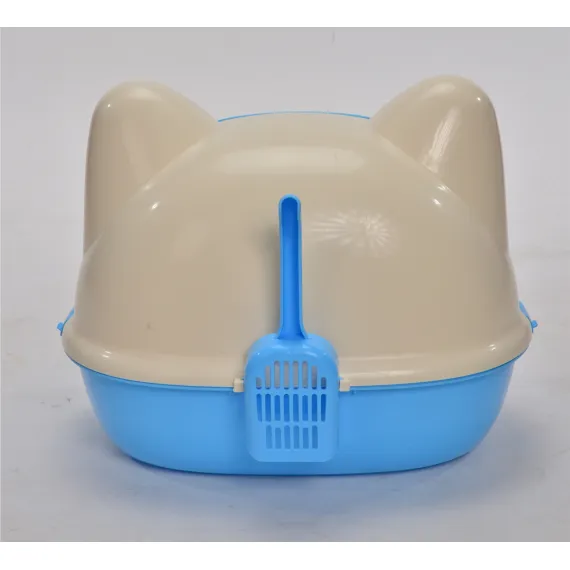 YES4PETS Medium Hooded Cat Toilet Litter Box Tray House With Scoop Blue