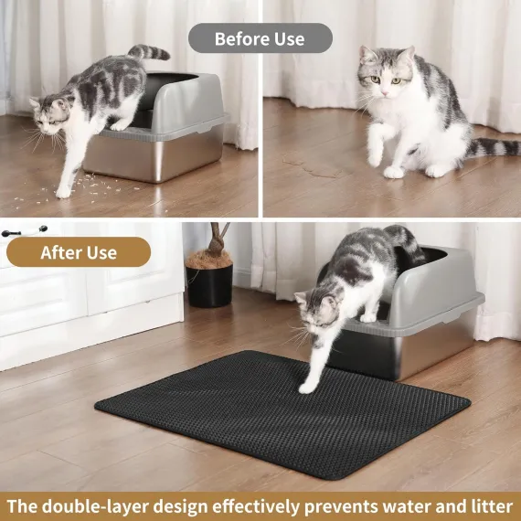 Cat Litter Mat Trapper – 60x45cm Double-Layer Honeycomb Design, Waterproof & Urine-Proof, Traps Litter to Keep Floors Clean