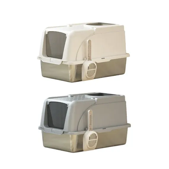 Durable Stainless Steel Cat Litter Box Pan Pet Toilet Odor Control Tray Large - White