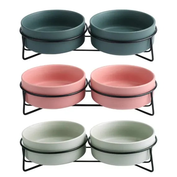 Ceramic Pet Bowl Cat Food Bowl Dog Bowl Drinking Bowl Pet Water Food Dish - Pink