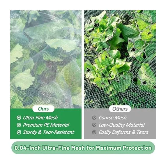 180*45*40cm(L*W*H) 2 Pack Garden Netting for Raised Beds, Ultra Fine Mesh Bird Netting Raised Garden Bed Cover, Plant Covers Pest Barrier Screen with Drawstring for Vegetables Fruits Flowers Protection - White