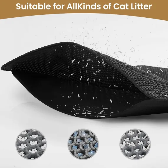 Cat Litter Mat Trapper – 60x45cm Double-Layer Honeycomb Design, Waterproof & Urine-Proof, Traps Litter to Keep Floors Clean