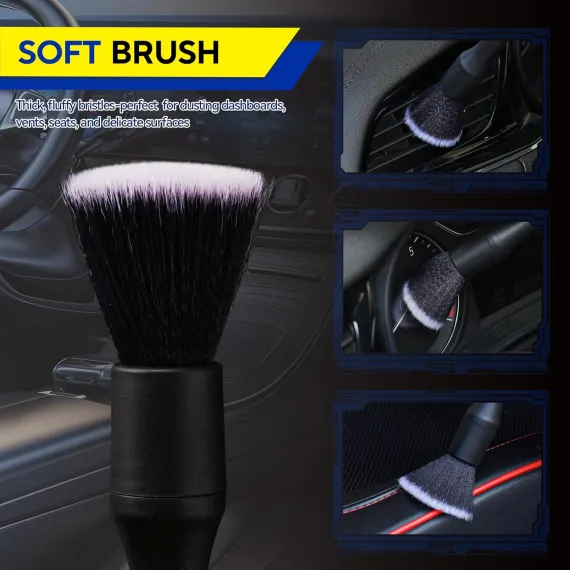7PCS Car Deng Brush Kit - Ultra Soft Boars Hair Car Interior Deng Brushes, Includes 4 Different Brushes, Multi-use for Cleaning Interior or Exterior - Perfect Car Accessory Gift