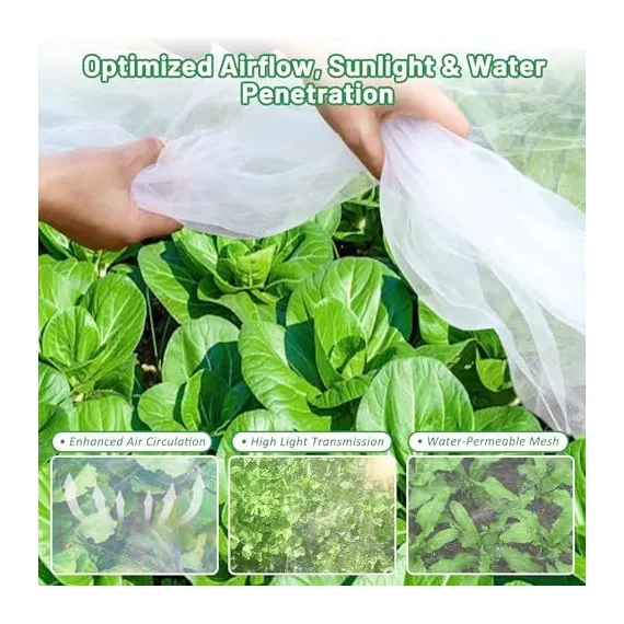 180*45*40cm(L*W*H) 2 Pack Garden Netting for Raised Beds, Ultra Fine Mesh Bird Netting Raised Garden Bed Cover, Plant Covers Pest Barrier Screen with Drawstring for Vegetables Fruits Flowers Protection - White