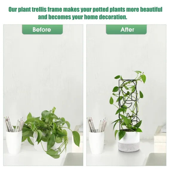 Plant Trellis for Climbing Plants Indoor, 15.94Inch Small Garden Metal Houseplant Trellis for Potted Plants Outdoor 4 Patterns