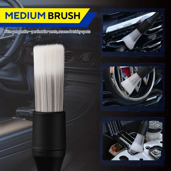 7PCS Car Deng Brush Kit - Ultra Soft Boars Hair Car Interior Deng Brushes, Includes 4 Different Brushes, Multi-use for Cleaning Interior or Exterior - Perfect Car Accessory Gift