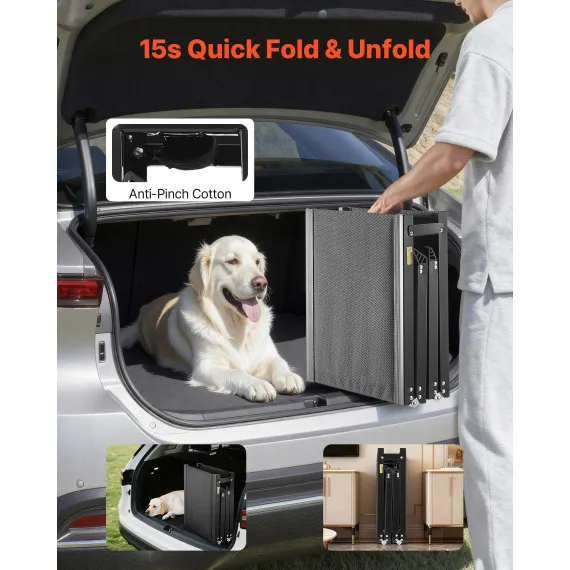 Dog Ramp for Cars, 1800 × 508 mm, Folding Pet Ramps for Medium & Large Dogs up to 113 kg, Pet Stair Ramp with Non-Slip Oxford Fabric Surface, Portable Outdoor Dog Car Ramps for SUV & Truck