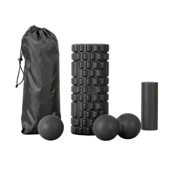 Everfit Foam Roller Set 4 in 1 Grid High Density Massager for Deep Tissue Trigger Point Myofascial Release Back Pain Muscle Recovery Gym Home Fitness Equipment with Storage Bag Supports 150kg