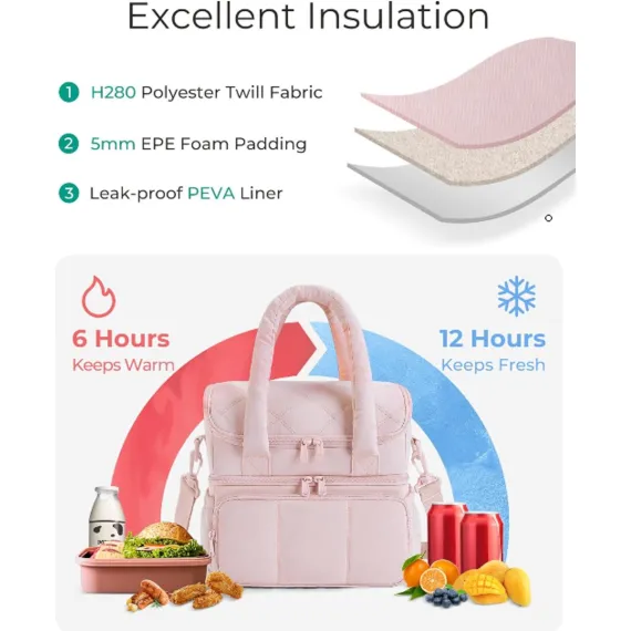 Cooler Bags - Lunch Bag - Handle Strap - Cooler Bag - Lunch Bag - Insulated Cooler Bag - Picnic Bag - Suitable for work, office, travel and picnics（Beige）