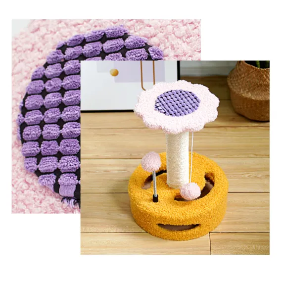 Blue And Grey Sunflower Cat Scratching Post - 35cm Sisal Cat Tree with Plush Toys for Small Cats