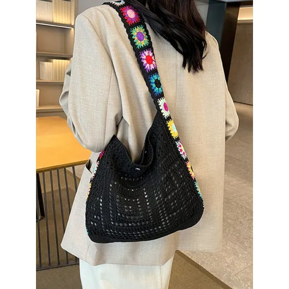 Hollow Out Knit Tote Bag for Women, 2026 New Yarn Woven Beach Bag, Large Capacity Casual Shoulder Bag, Perfect Spring Summer Mother’s Day Gift