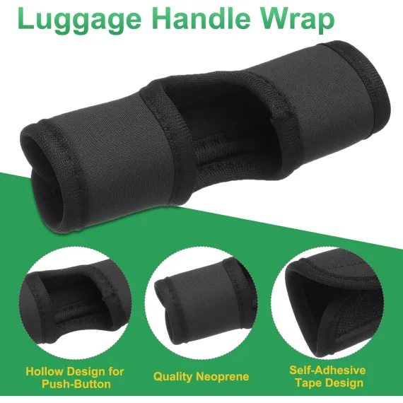 Luggage Handle Wrap, 2 Pcs Hollow Neoprene Handbag Grip Cover Protector Luggage Identifiers Suitcase Handle Wraps for Luggage Suitcase Travel Bags, Black
