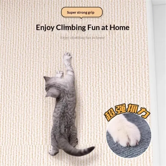 Cat Scratch Furniture Protector - 40" x 15.7" Trimmable Self-Adhesive Cats Claws Scratch Pads, DIY Cat Climbing Couch Protector for Scratch Post Cat Tree Replacement Indoor (ivory white)