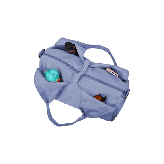 Gym Tote Bag with Shoe Compartment and Wet Dry Storage Pockets for Women Travel Duffel Bag Yoga Gym Bags with Yoga Mat Holder -Blue