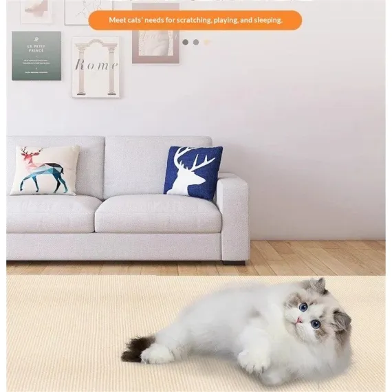 Cat Scratch Furniture Protector - 40" x 15.7" Trimmable Self-Adhesive Cats Claws Scratch Pads, DIY Cat Climbing Couch Protector for Scratch Post Cat Tree Replacement Indoor (ivory white)