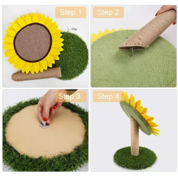 Sunflower Shaped Cat Scratcher Cat Tree Non-Shedding Durable Cardboard Material