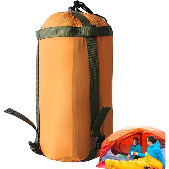Compression bag - Sleeping bag compression bag - Sleeping bag storage bag - Storage bag - Backpacking storage bags - Portable sleeping bag storage bag - Lightweight backpack bag - Camping storage bag - for travel, camping and outdoor backpacking - Orange
