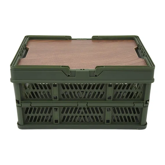Camping Picnic Basket Foldable Large Capacity Multifunction Handheld Camping Storage Basket Camping Storage Box Green S