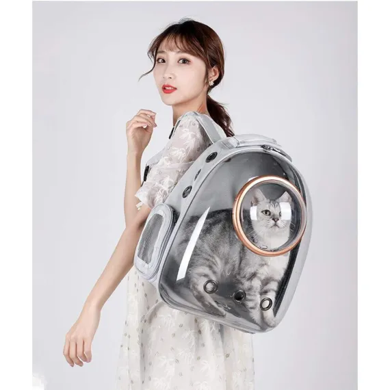 pet products Pet Space Capsule Backpack, Small Medium Cat Puppy Dog Carrier, Transparent Breathable Heat Proof, Pet Carrier for Travel Hiking Walking Camping, Grey
