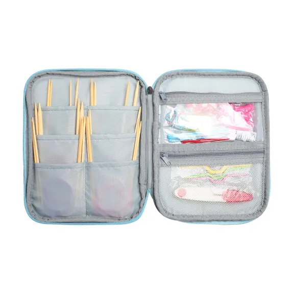Knitting Needle Case, Portable Crochet Needle Case, Travel Organizer Storage Bag for Knitting Needles and Accessories (Bag Only)