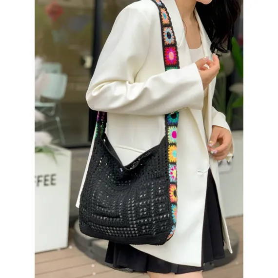 Hollow Out Knit Tote Bag for Women, 2026 New Yarn Woven Beach Bag, Large Capacity Casual Shoulder Bag, Perfect Spring Summer Mother’s Day Gift