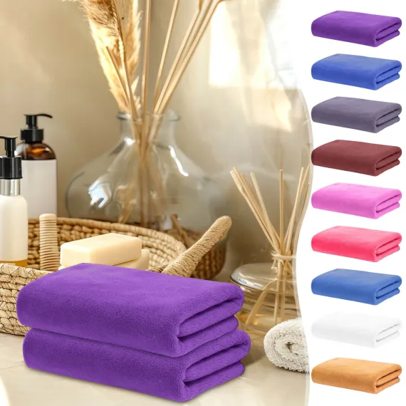 Microfiber Towel 29.5x13.8", 2 PACK Soft Lightweight Bath Towels Quick-Drying Towels Highly Absorbent Wash Cloths, Towels for Bathroom, Body, Gym, Shower, Hotel(White) A_#Blue【2pcs】