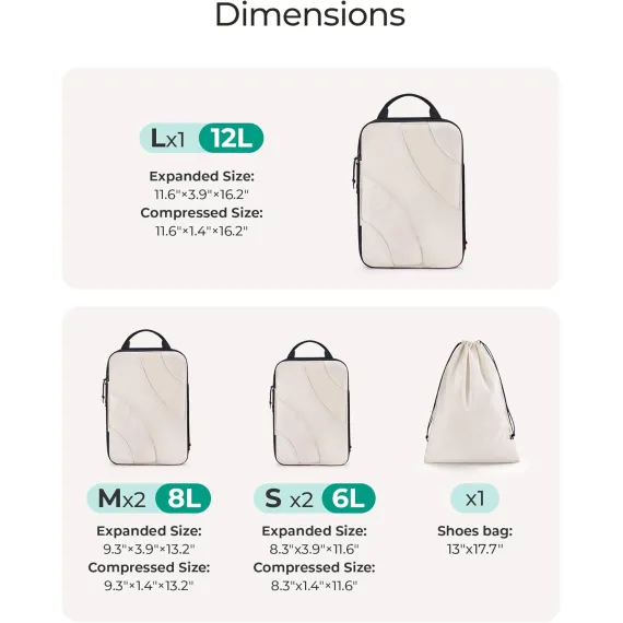 Compression Packing Cubes, 6 Set/4 Set/2 Set Travel Packing Cubes for Carry on Suitcases, Compression Suitcase Organizers Bag Set & Travel Cubes for Luggage, Lightweight Packing Organizers