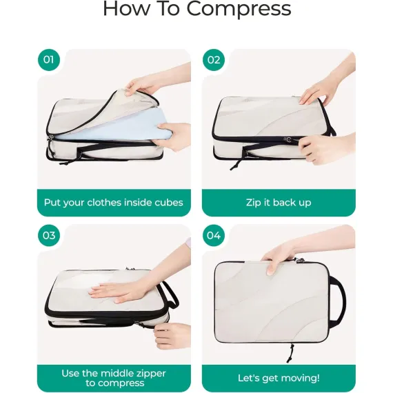 Compression Packing Cubes, 6 Set/4 Set/2 Set Travel Packing Cubes for Carry on Suitcases, Compression Suitcase Organizers Bag Set & Travel Cubes for Luggage, Lightweight Packing Organizers