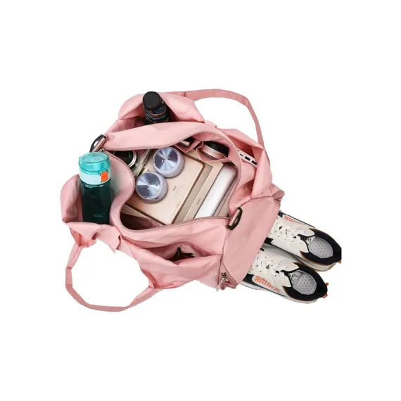 Gym Tote Bag with Shoe Compartment and Wet Dry Storage Pockets for Women Travel Duffel Bag Yoga Gym Bags with Yoga Mat Holder -Pink