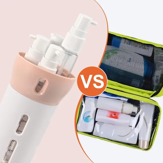 Travel Bottle - Travel Bottles - Travel Flasks - Travel Dispenser - Travel Bottle - 4 In 1 Soap Dispenser - Shampoo and Soap Dispenser - 4 In 1 Dispenser - 4 Bottles of 40 ml - Leakproof - Refillable - Travel Accessories - Pink