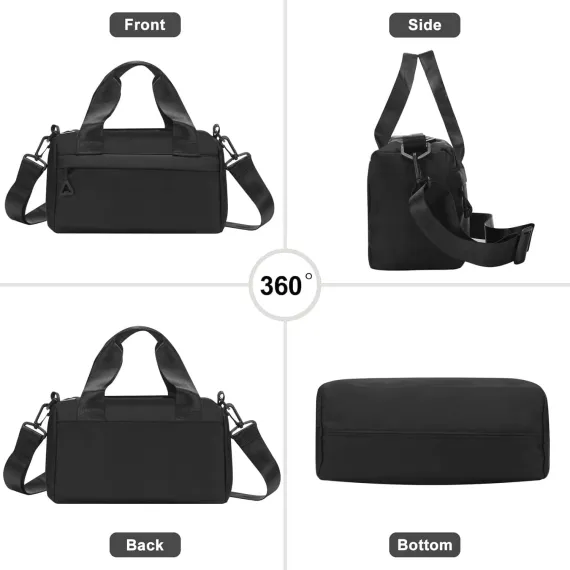 Mini Gym Bag for Women & Men Adjustable Small Duffle Bag with Detachable Strap, Waterproof Gym Tote with Wet Compartment, Portable Fitness Shoulder Bag for Sports & Travel (Black)